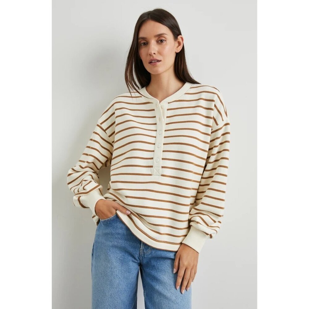 Rails Joan Sweatshirt Carmel Stripe Size XS NWT $188 Henley